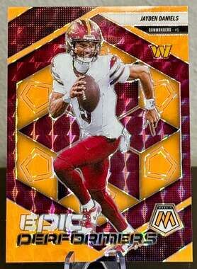 Jayden Daniels 2025 Panini Mosaic Epic Performers #20 Orange Fluorescent Prizm